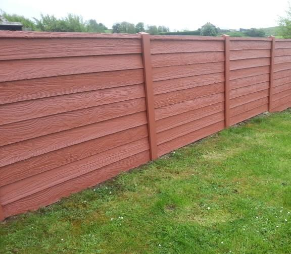 Finished decorative Timbercrete precast concrete fencing